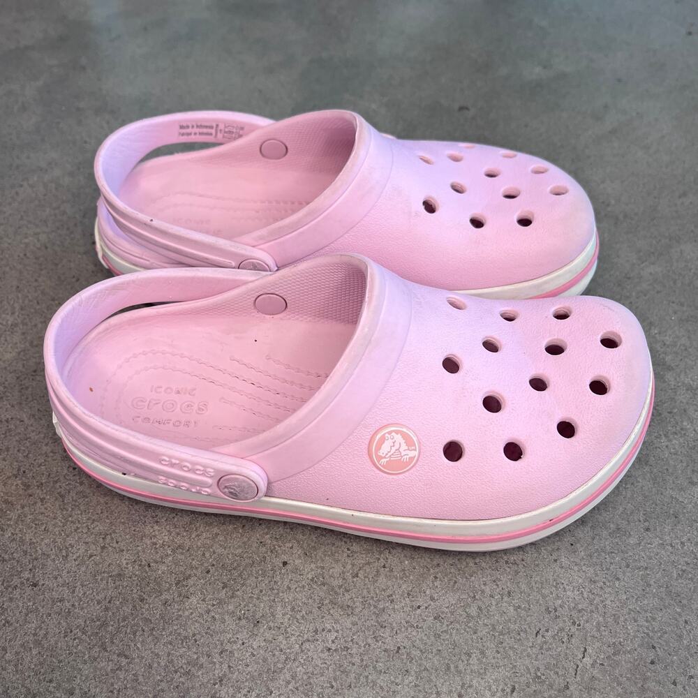 Crocs crocband clog pink slip on water shoes youth 13